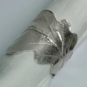 Anneau de serviette en feuille d'argent pour les fêtes, anneau de serviette en métal de couleur, décoration de table de mariage - Product Image 4