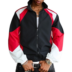 Veste de survêtement rétro en nylon personnalisée avec logo brodé, fermeture éclair, passepoil et coupe-vent pour homme - Product Image 2