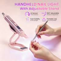 Lampe à ongles UV LED sans fil 2-en-1 BQAN avec pointe magnétique œil de chat, support pliable, écran LCD, mini séchoir à vernis gel