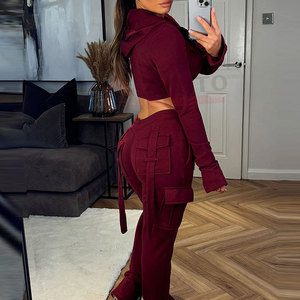 Dernier design de vêtements de jogging, nouvelle arrivée, survêtement pour femmes, vêtements de rue, best-seller, haut court, survêtement évasé pour femmes - Product Image 2