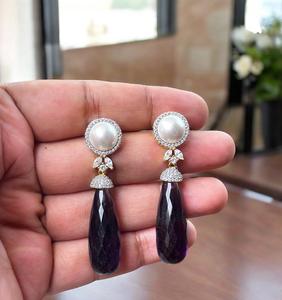 Pendientes Elegantes y Modernos para Mujer, con Circonita, Plateados, para Fiestas y Bodas, Hechos Principalmente de Latón, Regalo de Moda - Product Image 2
