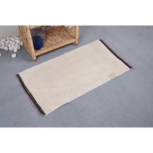 Alfombra moderna de retazos de lana Beige de 1,7x3 pies hecha a mano con patrón rectangular abstracto de área grande para dormitorio para uso en pasillo - Product Image 3