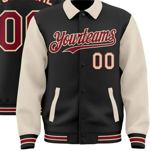 Veste universitaire en cuir de mouton à deux tons, col à revers, fermeture à boutons pression intégrale, style Byron Old Gold-White Black, personnalisée - Product Image 6