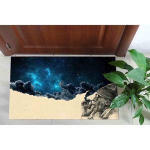 Tapis imprimé patchwork en laine motif ciel étoilé, écologique, décoration traditionnelle pour la maison avec poils moyens et envers en latex - Product Image 5