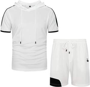 ชุดวอร์มแขนสั้นสองชิ้นสำหรับผู้ชายชุดวอร์มเสื้อเชิ้ตและชุดสั้นสำหรับฤดูร้อนงาน OEM ตามสั่ง - Product Image 3