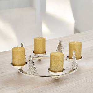 Modern Silver Mesh Candle <b>Holder</b> Ring Stylish Luxury Centerpiece With Four Pillar Slots Elegant Home Decor - Product Image 6