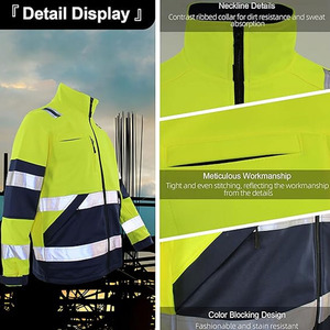 Veste réfléchissante de sécurité de construction haute visibilité à coque souple légère et imperméable hautement protectrice pour le travailleur de sécurité extérieur - Product Image 6