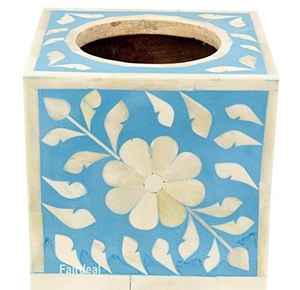 Luxury Camel Bone Inlay <b>Floral</b> Design Wood <b>Storage</b> and Tissue <b>Box</b> for Napkins for Living Room Use - Product Image 1
