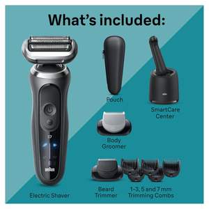 Rasoir électrique Braun pour hommes série 7 7177cc rasage à sec et humide Modes de rasage turbo et doux rasoir à feuille étanche gris sidéral - Product Image 4