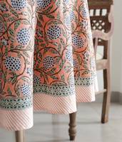Nappe ronde florale Couverture de table imprimée en blocs indiens Nappe en coton de 90 pouces Table ronde Jaipur Table Boho en lin