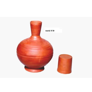 Olla de arcilla de agua orgánica hecha a mano Surahi hecho en India con tapa para almacenamiento de agua Surahi de agua fría a precio mayorista - Product Image 6