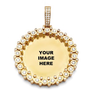 D'VINS JEWELS Pendentif Médaillon Photo en Or Massif 14K avec Diamant Jaune Taille Ronde Brillante Certifié GIA Bijoux Unisexe - Product Image 5