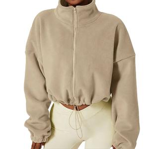 Sweat-shirt à capuche uni et pantalon avec fermeture éclair et logo personnalisé pour femmes, survêtement en polaire pour femmes à vendre, OEM - Product Image 1