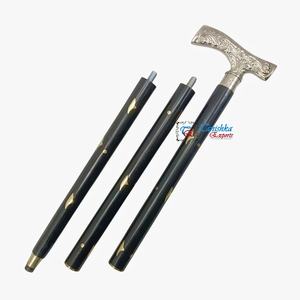 Wholesale High Quality Brass Nickel Plated Art Deco Three Fold Black Wooden <b>Walking</b> <b>Stick</b> Best Gift for Grandfather Grandmother - Product Image 3