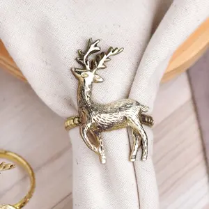 Nouvel arrivage Rond de serviette renne doré Porte-serviettes en laiton Anneau de serviette doré de mariage - Product Image 4