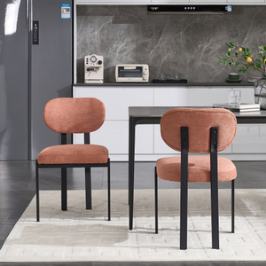Ensemble de 2 chaises de salle à manger en bouclette douce, chaises de <span class=keywords><strong>cuisine</strong></span> rembourrées avec structure en métal noir mat de style mid-century pour salle à manger, bureau à domicile - Product Image 3