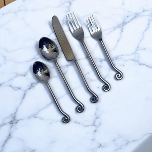 ชุดช้อนส้อม5ชิ้นหรูหราสำหรับ50319เหยื่อมีดออกแบบโดยใช้ค้อนทำจากสแตนเลสส้อมโต๊ะส้อมขนมหวานขนาดเล็กช้อนชากาแฟ - Product Image 1