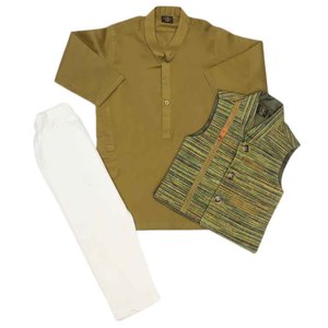 Traje Shalwar con Chaleco para Niños - Verde - Product Image 1