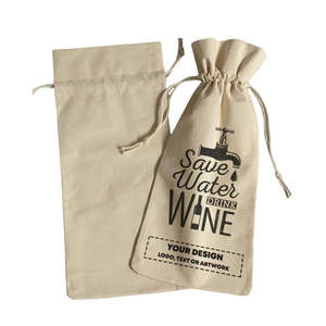 Sacs fourre-tout en coton pour vignerons, design éco-responsable, avec motif « Économisez l'eau, buvez du vin » - Product Image 1