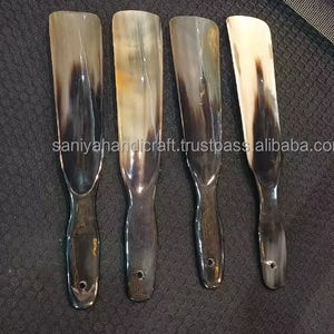 ฮอร์นรองเท้าหนังวัวควายโมราขัดเงา25ซม. สีดำและสีขาวสไตล์ธรรมชาติ - Product Image 5