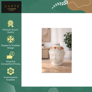 Statue de tête de Bouddha en marbre écologique, sculptée à la main, légère, de luxe, pour décoration intérieure, vente directe d'usine - Product Image 2