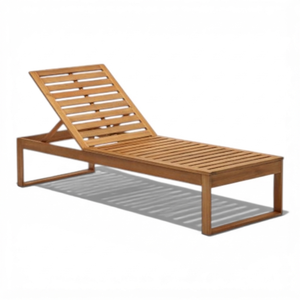 Chaise longue moderne en teck massif, écologique, durable, pour l'extérieur, dossier réglable, pour piscine, plage, villa, parc - Product Image 1