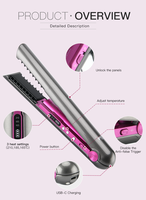 Lisseur-boucleur portable 2-en-1 WS108 EFA avec diffuseur d'arômes intégré, 3 vitesses, chargement USB rapide, lumière LED, pour usage domestique