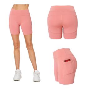 Short de motard taille haute pour femme avec compression Yoga motif solide respirant Spandex/Polyester poches élégantes confortables - Product Image 1