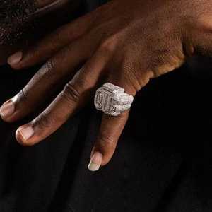 VVS Moissanite diamond Sparkling Hip Hop 925 Sterling Silver Custom <b>initial</b> Letter Unisex Party Wear <b>Ring</b> - Product Image 6