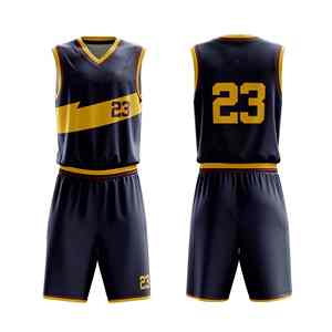 Conjunto de uniforme de baloncesto para hombres y niños, pantalones cortos de Jersey sin mangas con logotipo personalizado, ropa de entrenamiento de equipo de secado rápido transpirable, tela de poliéster - Product Image 1