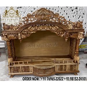 เทพสิทธิ์สไตล์นกยูง วัดไม้สําหรับบ้าน/สํานักงาน วัดไม้ขัดเงาธรรมชาติสําหรับบูชาโรง วัดเล็กแกะสลักด้วยมือสําหรับบ้าน - Product Image 1