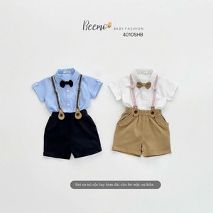 Novedad de verano, conjunto de camisa y cinturón con cuello de lazo de algodón 100%, ropa Formal de manga corta para bebés de 1 a 7 años - Product Image 5