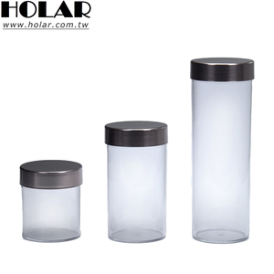 Holar-Organización de almacenamiento de alimentos, tarro de plástico transparente con tapa redonda plateada - Product Image 1