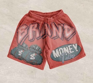 Nouveaux shorts délavés à l'acide pour hommes 100% coton éponge polaire impression personnalisée soleil délavé High Street Vintage Shorts pour hommes - Product Image 2