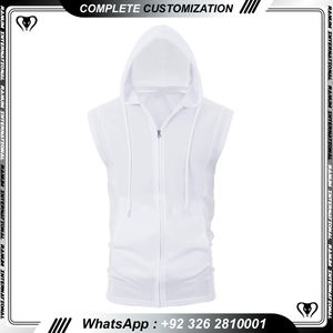 Débardeur à capuche sans manches pour hommes Sweats à capuche personnalisés de haute qualité pour hommes - Product Image 2