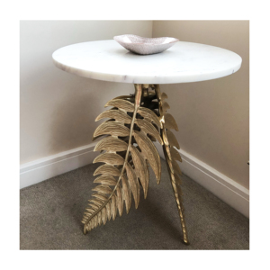 Table d'appoint en aluminium avec plateau en marbre, décorations, table basse en aluminium coulé de haute qualité pour la décoration de la maison - Product Image 1