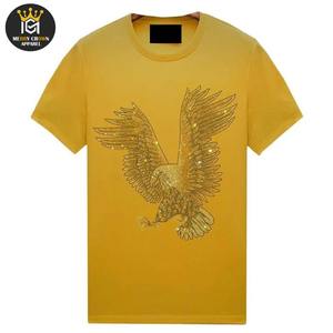 T-shirt à strass OEM pour hommes vente en gros été à manches courtes Crew Fitness Premium Design 100% coton T-shirt pour hommes coupe ample - Product Image 1