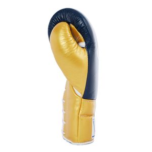 Guantes de Boxeo Profesional Personalizados MS, Guantes de Entrenamiento, Cuero de Vaca con Logotipo Personalizado, Encaje Dorado y Azul Marino (12oz 16oz) - Product Image 2