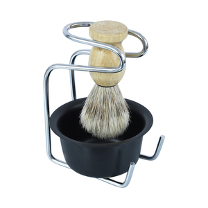 Meilleure vente blaireau et support de rasoir pour hommes outil d'épilation facile matériau en acier inoxydable noir mat - Product Image 3