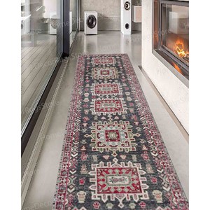 Geometric Pattern Printed <b>Rug</b>, Colorful, Ethnic, Vintage, Turkish, Luxury, Classic, Anti-Slip,Nonwoven <b>Thin</b> <b>Rug</b> - Product Image 4