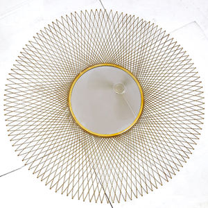 Espejo de Pared Redondo de Metal Dorado, Estilo Elegante, Hecho a Mano, Decoración de Pared para el Hogar - Product Image 1