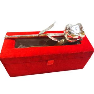 Natural Sparkling 24k Silver Plated Rose with Red <b>Box</b> Perfect for Birthday <b>Gift</b> Men Women Girl and Boy <b>Valentine</b> <b>Gifts</b> Item - Product Image 2