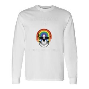 T-shirt a maniche lunghe con stampa teschio arcobaleno: Abbigliamento unisex con design che fa pensare a chi ti odori - Product Image 1