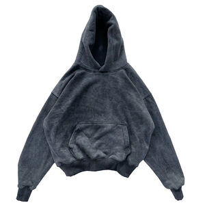 2025 sweat à capuche lavé à l'acide pour hommes lourds coupe régulière Design de luxe teint uni prix de gros pour l'automne - Product Image 3