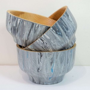 ชามถาดเสิร์ฟอาหารทำจากไม้เรซินสำหรับสลัดผลไม้อาหารทำจากเรซินหินอ่อนอีพ็อกซี่ทันสมัย - Product Image 5