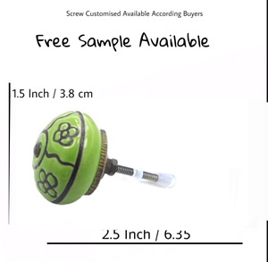 Boutons en céramique gravés verts poignées peintes à la main [poignée CK 400] pour armoires tiroirs armoires commodes chambres salles de bains - Product Image 3