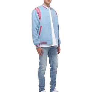 Veste de baseball universitaire pour hommes, logo brodé personnalisé, corps en laine, manches en cuir, streetwear - Product Image 5