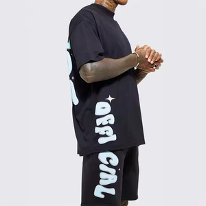Vente en gros de t-shirts et shorts 2 ensemble deux pièces mode pour hommes saison été/printemps haute qualité logo personnalisé 2 ensemble deux pièces - Product Image 6