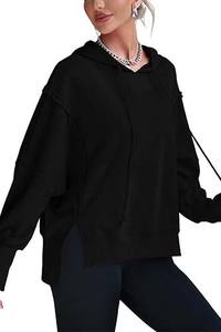 2025 ropa de otoño para mujer, suéter con capucha con logotipo personalizado para mujer, sudaderas informales con capucha de color sólido en blanco - Product Image 5