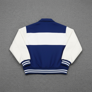 Ropa de calle de alta calidad, chaqueta universitaria de bloque de Color estilo Hip Hop para hombre, chaqueta universitaria de béisbol con logotipo bordado de chenilla personalizado - Product Image 2